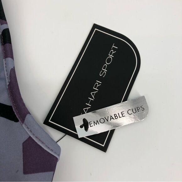 New Tahari Sports Bra Abstract Purple Size Small NWT - Picture 2 of 7
